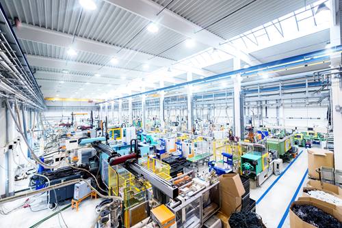 Modern industrial robotics factory