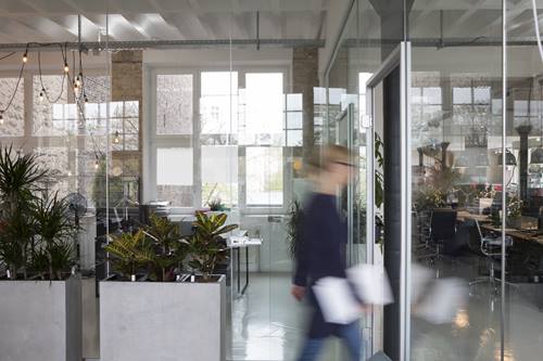 Blurred businesswoman in motion