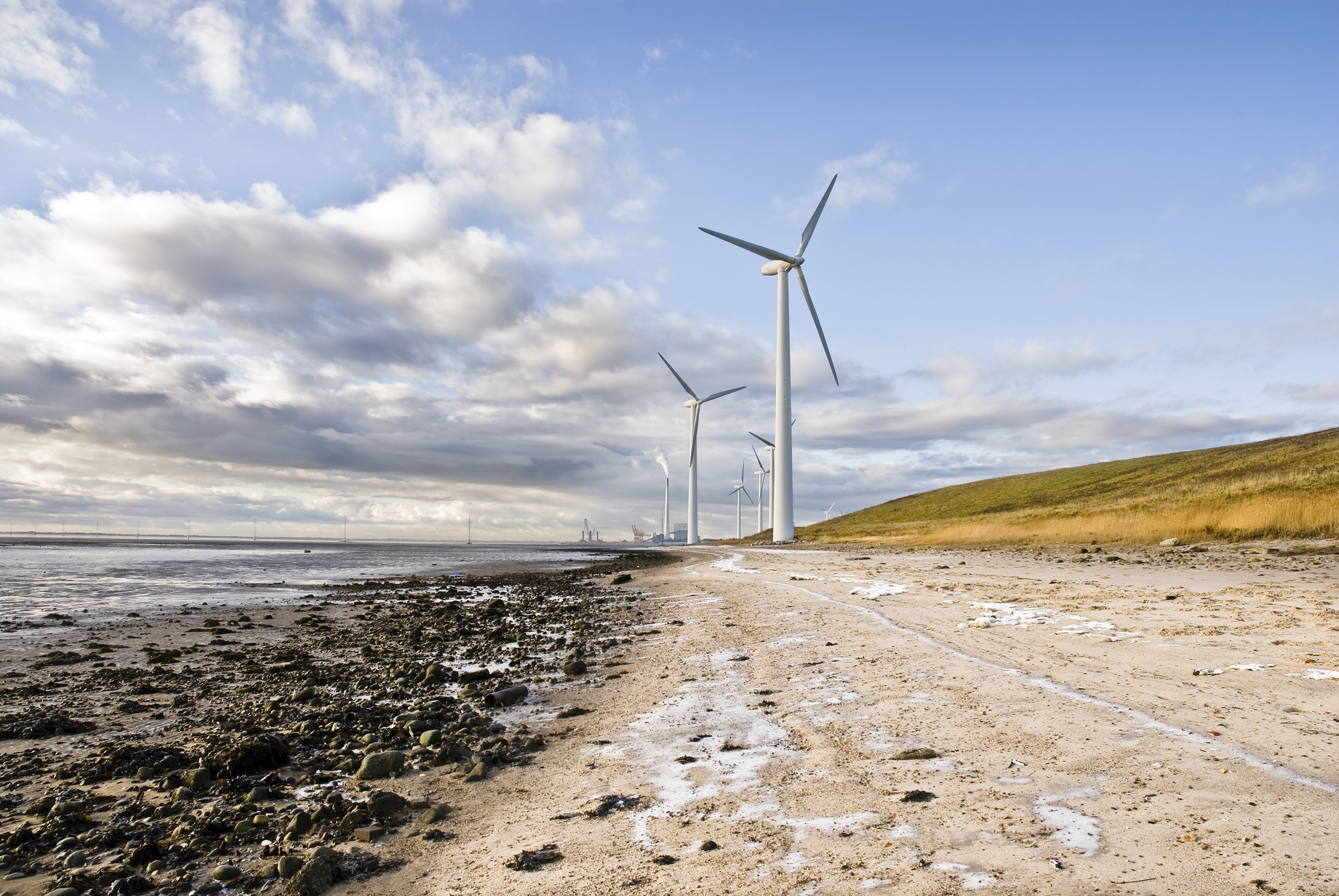 Wind turbines on the beach