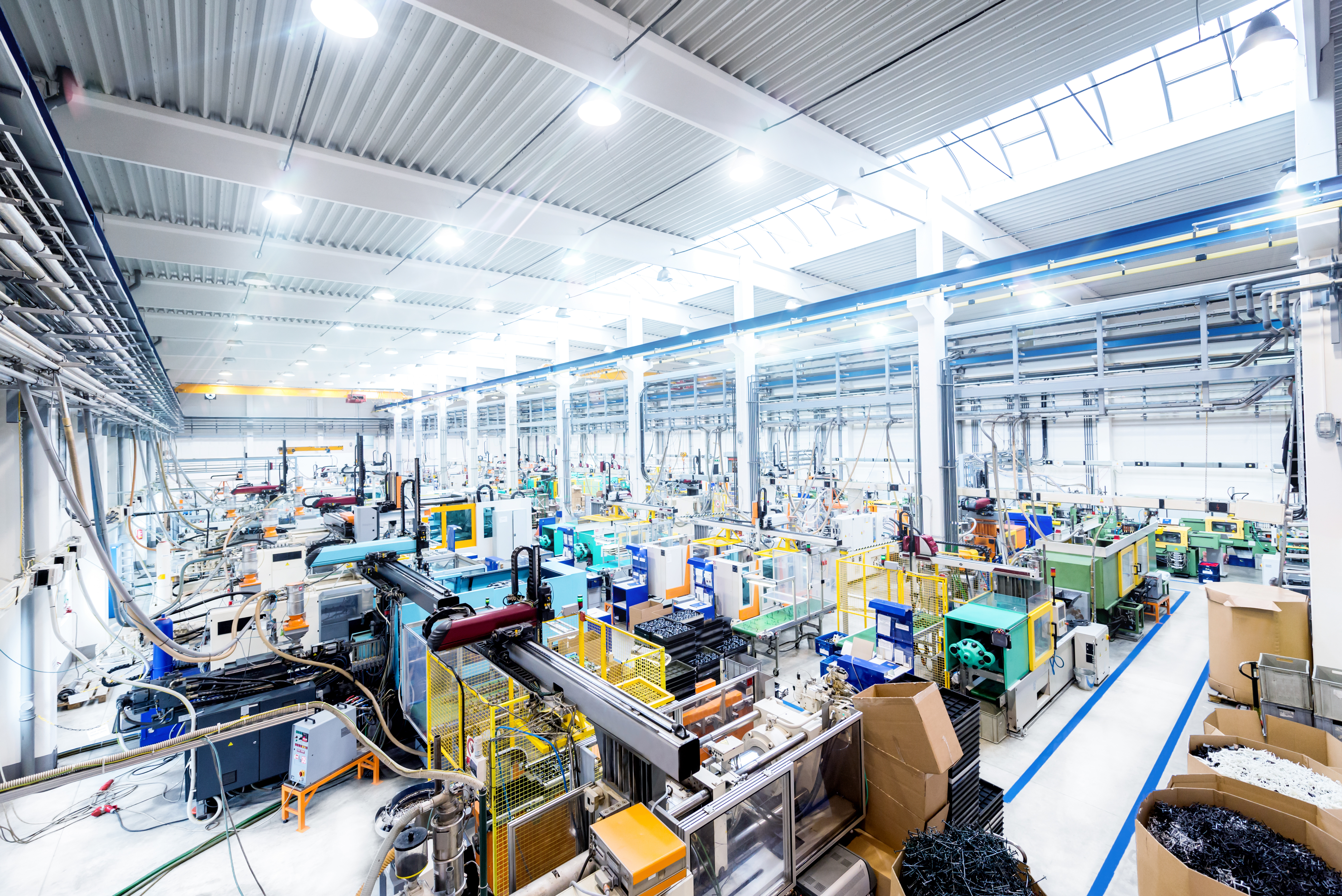 Interior of a modern robotics factory