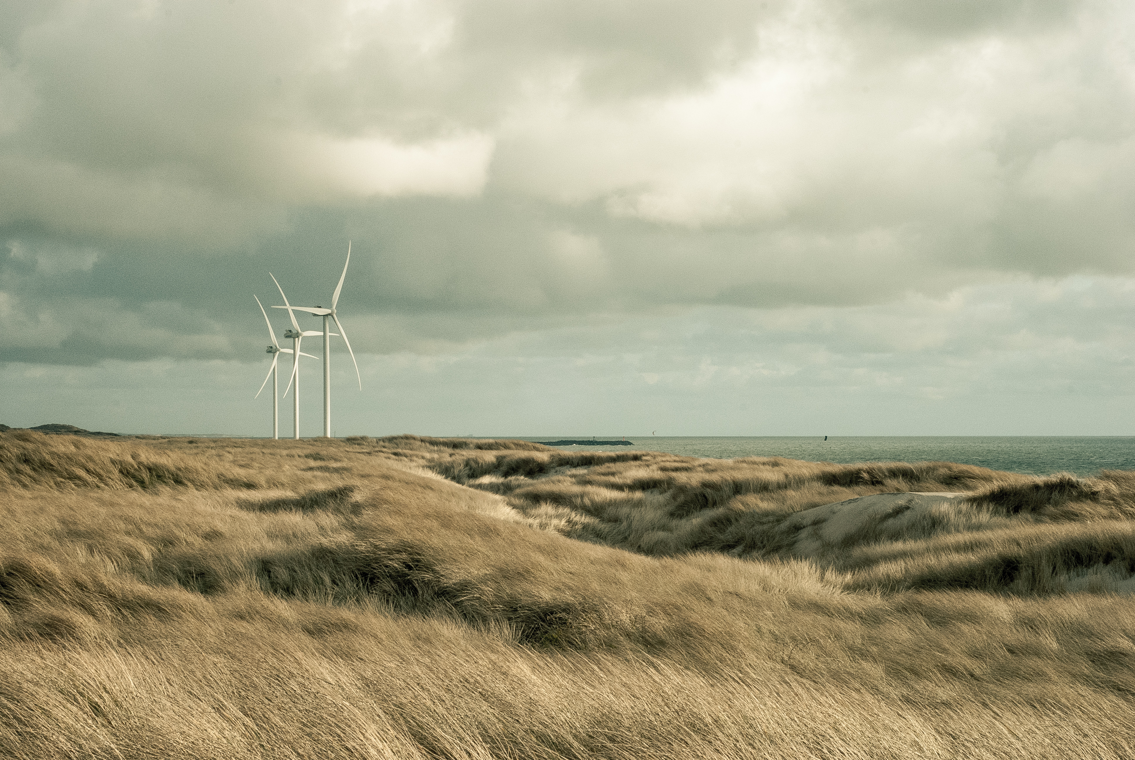 Wind energy in Denmark in grey weather
