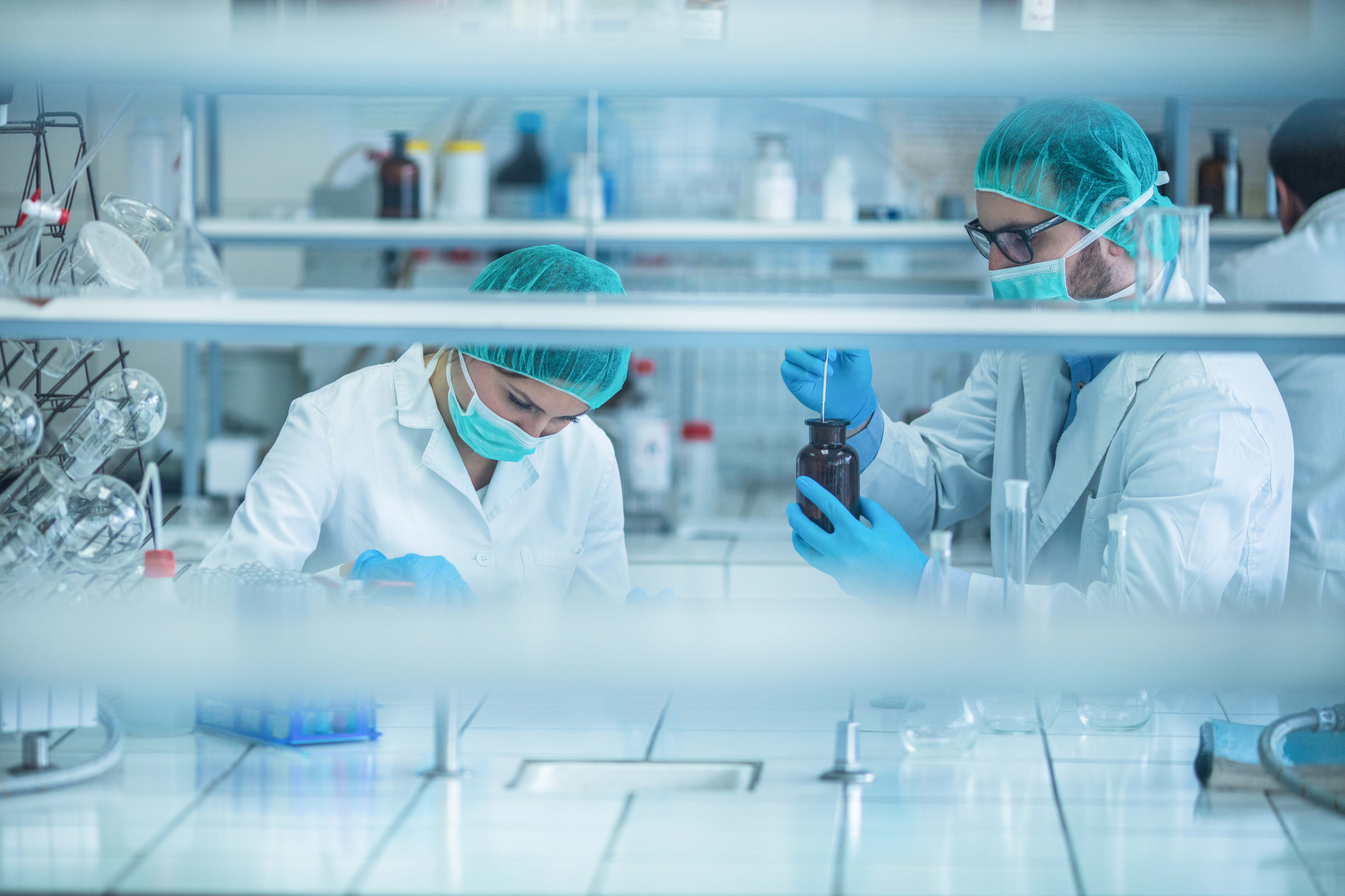 Scientists working on a scientific experiment