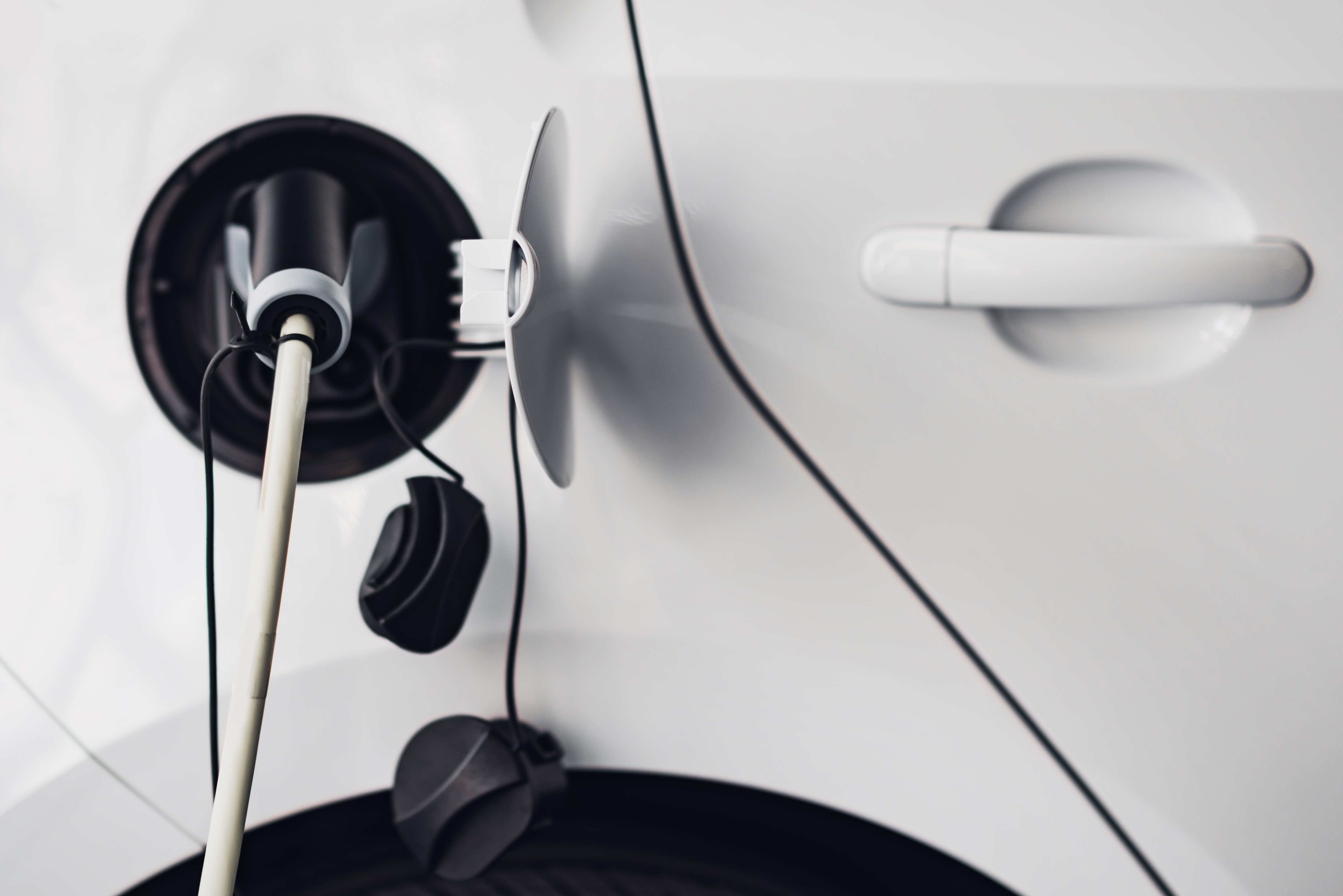 Electric car charging close-up