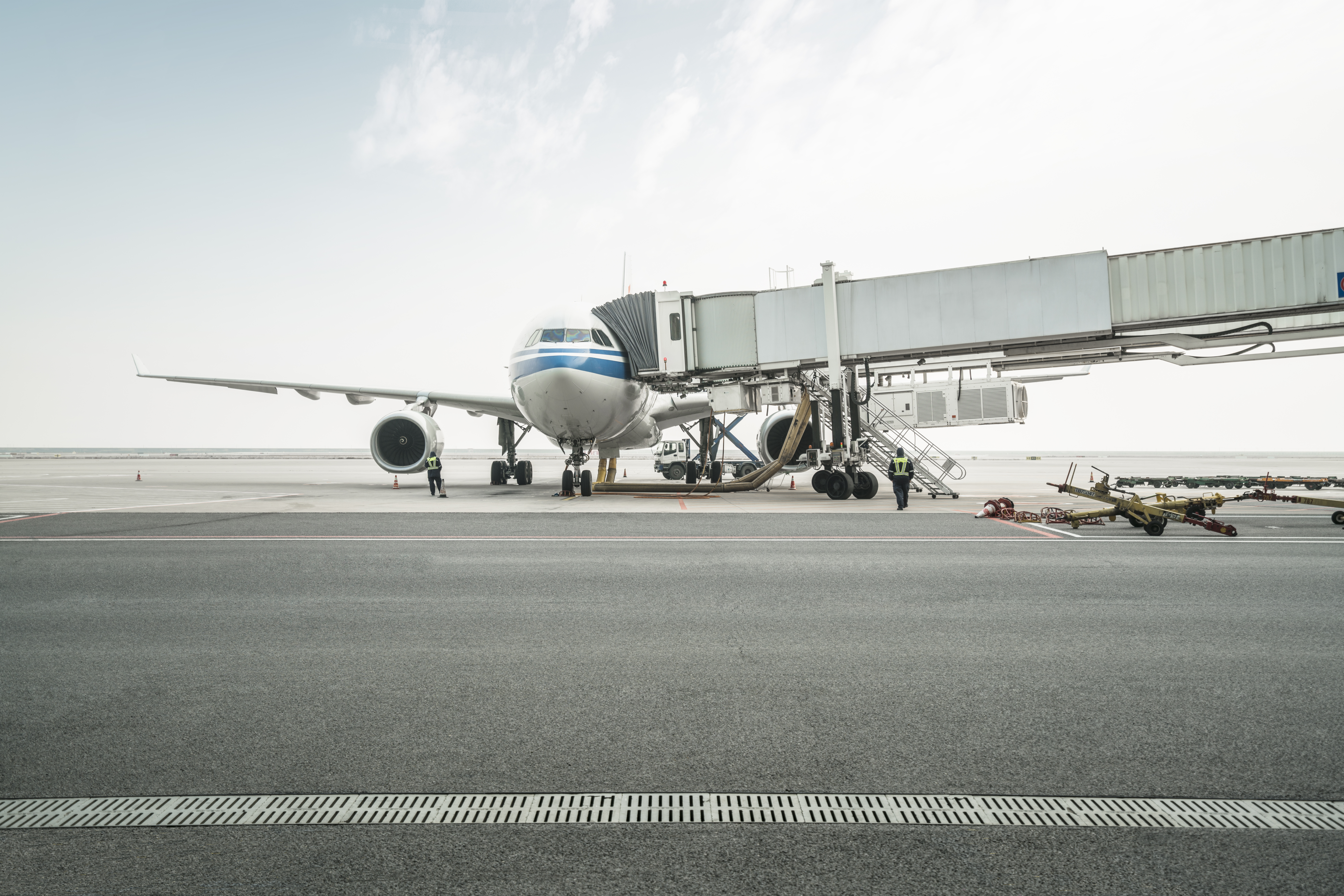 Airport and airplan close-up