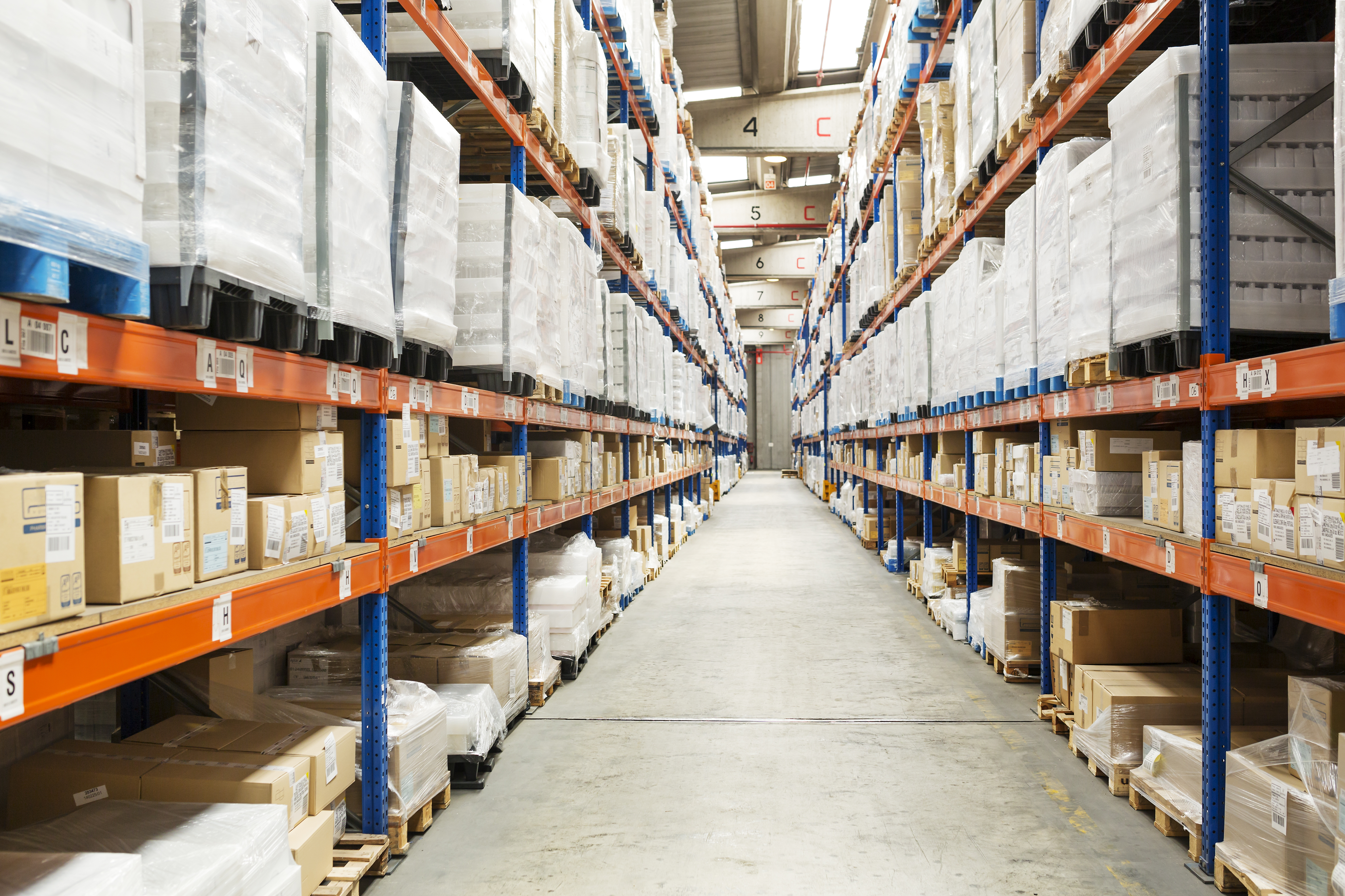 Interior of distribution warehouse in Denmark