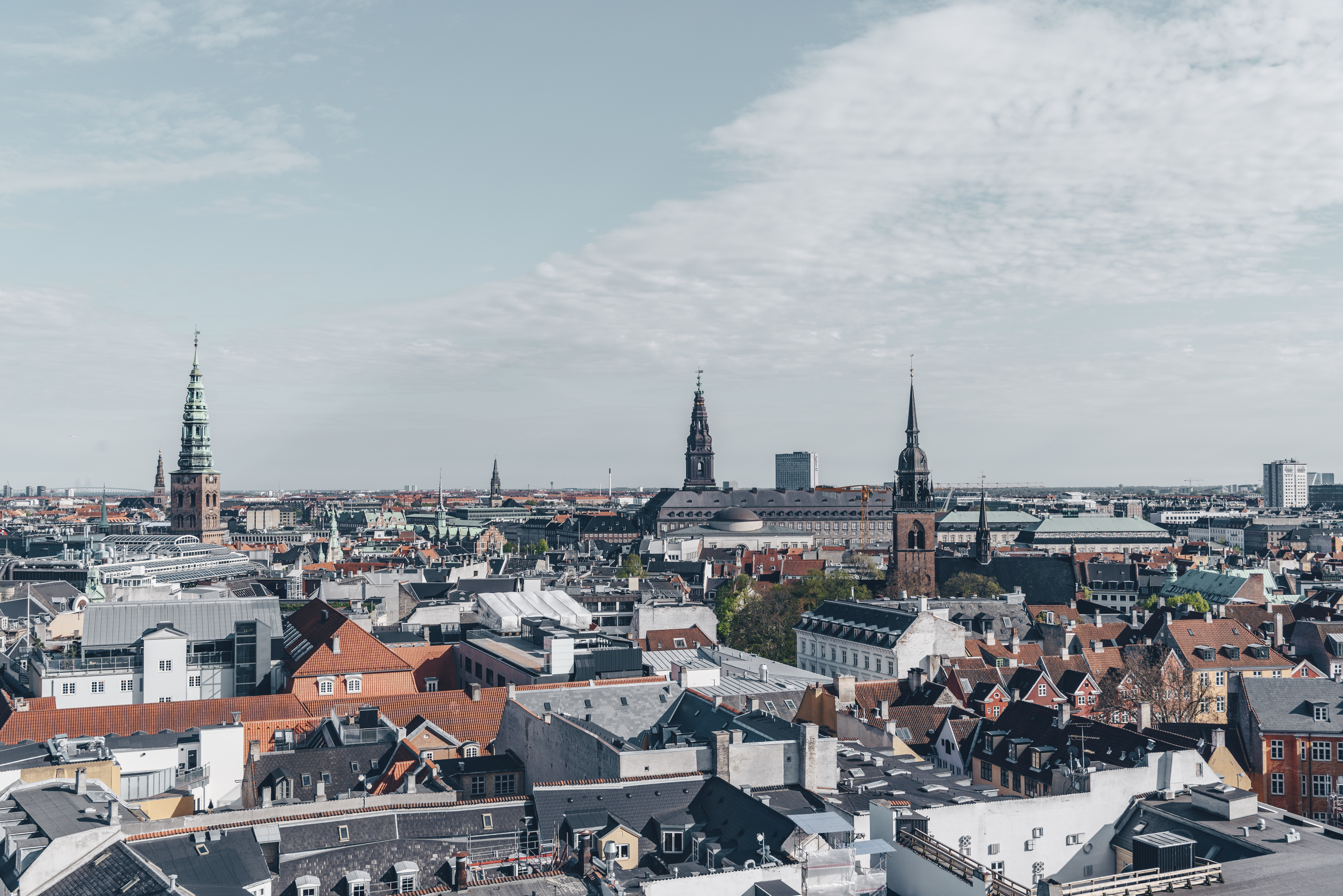 Skyline of Copenhagen in Denmark with light colours