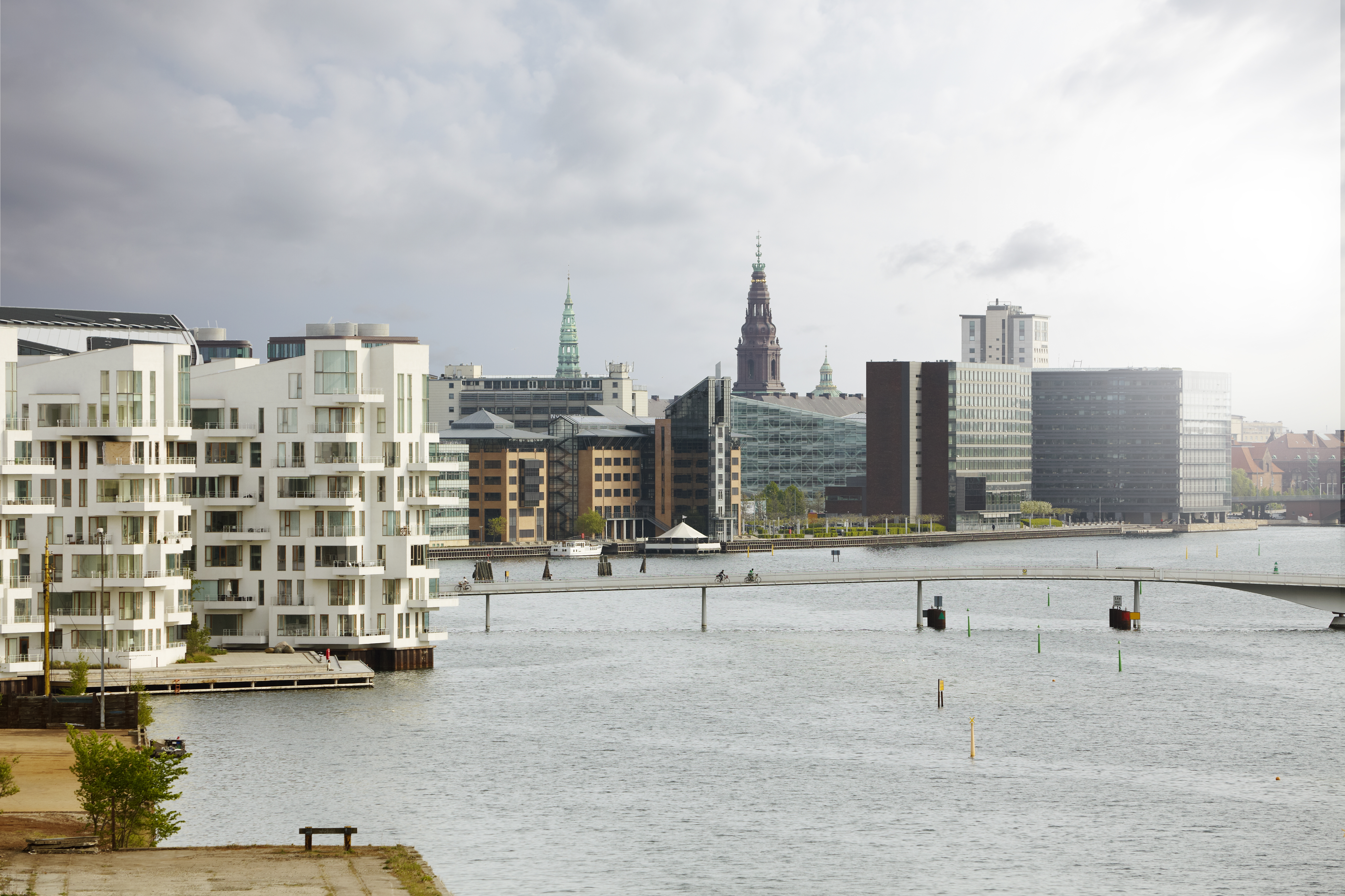 Overview of Copenhagen on a foggy day