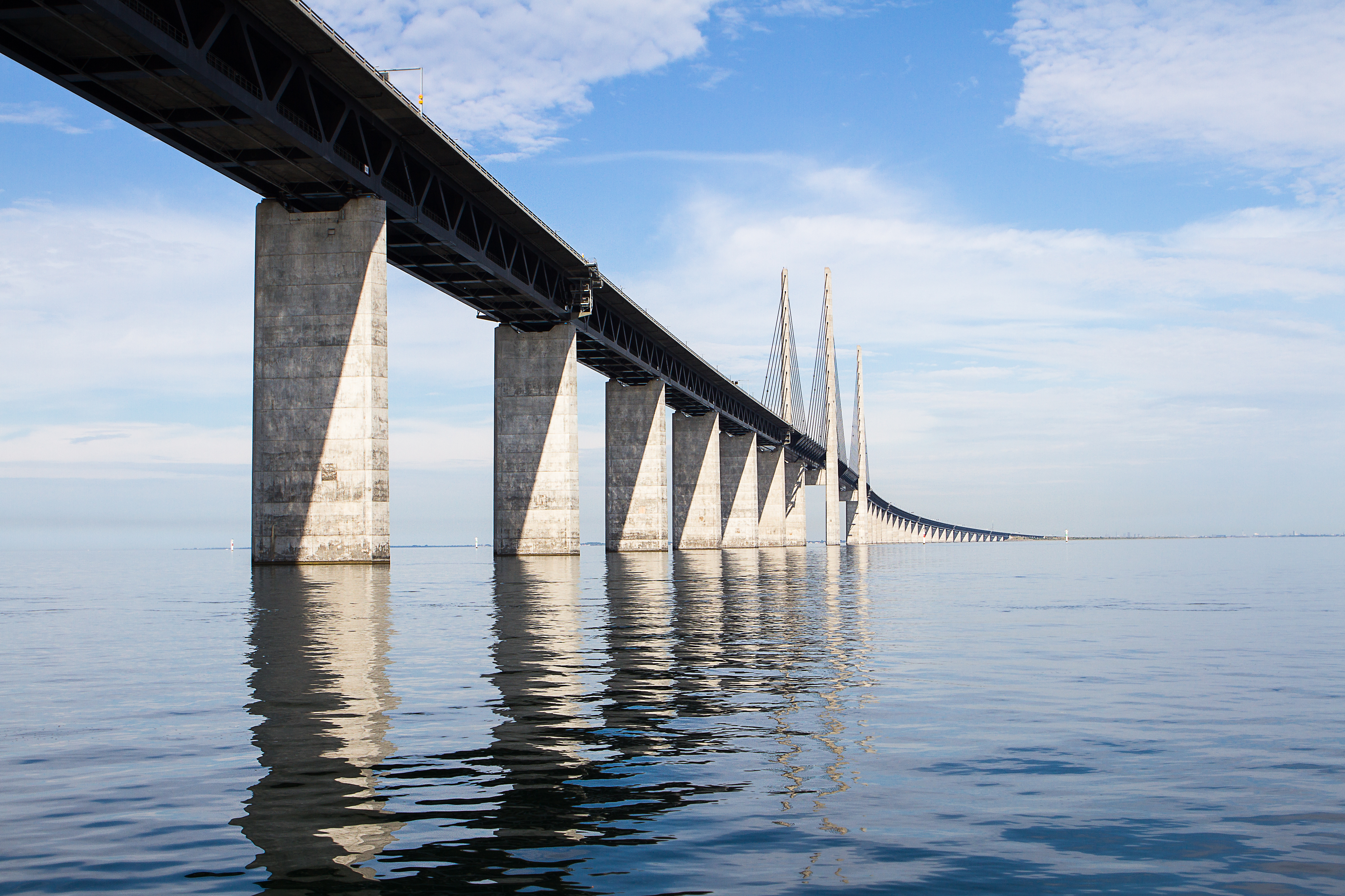 View of the Oresund bridge between Denmark and Sweden